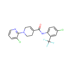 O=C(Nc1ccc(Cl)cc1C(F)(F)F)C1=CCN(c2ncccc2Cl)CC1 ZINC000040950729