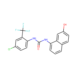 O=C(Nc1ccc(Cl)cc1C(F)(F)F)Nc1cccc2ccc(O)cc12 ZINC000071335097