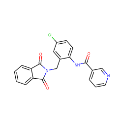 O=C(Nc1ccc(Cl)cc1CN1C(=O)c2ccccc2C1=O)c1cccnc1 ZINC000028948871