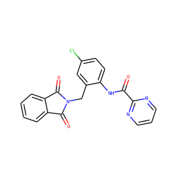 O=C(Nc1ccc(Cl)cc1CN1C(=O)c2ccccc2C1=O)c1ncccn1 ZINC000028948872