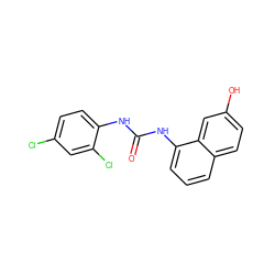 O=C(Nc1ccc(Cl)cc1Cl)Nc1cccc2ccc(O)cc12 ZINC000071334343