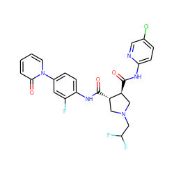 O=C(Nc1ccc(Cl)cn1)[C@H]1CN(CC(F)F)C[C@@H]1C(=O)Nc1ccc(-n2ccccc2=O)cc1F ZINC000014210921