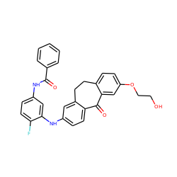 O=C(Nc1ccc(F)c(Nc2ccc3c(c2)CCc2ccc(OCCO)cc2C3=O)c1)c1ccccc1 ZINC000095595749