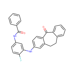 O=C(Nc1ccc(F)c(Nc2ccc3c(c2)CCc2ccccc2C3=O)c1)c1ccccc1 ZINC000095572132