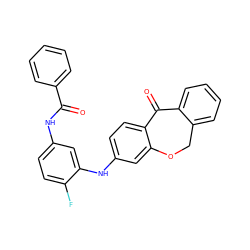 O=C(Nc1ccc(F)c(Nc2ccc3c(c2)OCc2ccccc2C3=O)c1)c1ccccc1 ZINC000095578812