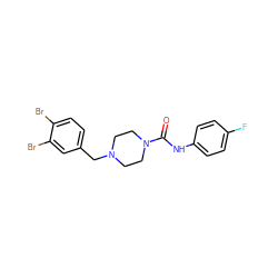 O=C(Nc1ccc(F)cc1)N1CCN(Cc2ccc(Br)c(Br)c2)CC1 ZINC000034662697