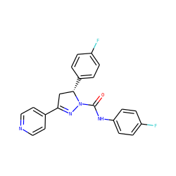 O=C(Nc1ccc(F)cc1)N1N=C(c2ccncc2)C[C@@H]1c1ccc(F)cc1 ZINC001772584150