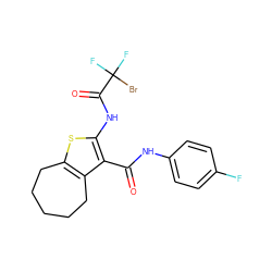 O=C(Nc1ccc(F)cc1)c1c(NC(=O)C(F)(F)Br)sc2c1CCCCC2 ZINC001772642122