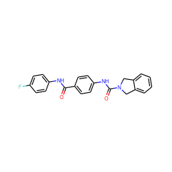 O=C(Nc1ccc(F)cc1)c1ccc(NC(=O)N2Cc3ccccc3C2)cc1 ZINC000166456452