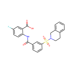 O=C(Nc1ccc(F)cc1C(=O)O)c1cccc(S(=O)(=O)N2CCc3ccccc3C2)c1 ZINC000042888208