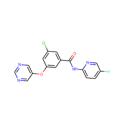 O=C(Nc1ccc(F)cn1)c1cc(Cl)cc(Oc2cncnc2)c1 ZINC000096939172