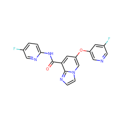 O=C(Nc1ccc(F)cn1)c1cc(Oc2cncc(F)c2)cn2ccnc12 ZINC001772646731