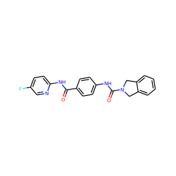 O=C(Nc1ccc(F)cn1)c1ccc(NC(=O)N2Cc3ccccc3C2)cc1 ZINC000166627951