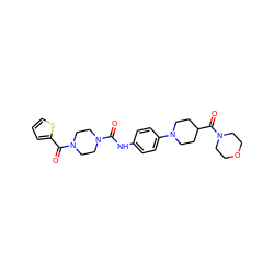 O=C(Nc1ccc(N2CCC(C(=O)N3CCOCC3)CC2)cc1)N1CCN(C(=O)c2cccs2)CC1 ZINC000169708440