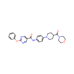 O=C(Nc1ccc(N2CCC(C(=O)N3CCOCC3)CC2)cc1)c1cnc(Oc2ccccc2)nc1 ZINC000034884123