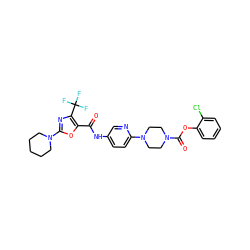 O=C(Nc1ccc(N2CCN(C(=O)Oc3ccccc3Cl)CC2)nc1)c1oc(N2CCCCC2)nc1C(F)(F)F ZINC000096286508