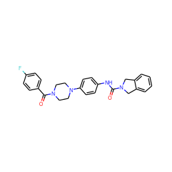 O=C(Nc1ccc(N2CCN(C(=O)c3ccc(F)cc3)CC2)cc1)N1Cc2ccccc2C1 ZINC000167175246