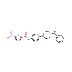 O=C(Nc1ccc(N2CCN(C(=O)c3ccccc3)CC2)cc1)c1ccc([N+](=O)[O-])o1 ZINC000013152838