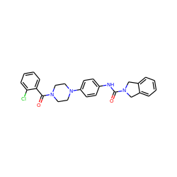 O=C(Nc1ccc(N2CCN(C(=O)c3ccccc3Cl)CC2)cc1)N1Cc2ccccc2C1 ZINC000168057490