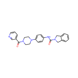 O=C(Nc1ccc(N2CCN(C(=O)c3cccnc3)CC2)cc1)N1Cc2ccccc2C1 ZINC000167480757