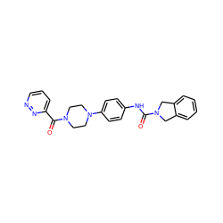 O=C(Nc1ccc(N2CCN(C(=O)c3cccnn3)CC2)cc1)N1Cc2ccccc2C1 ZINC000166438463