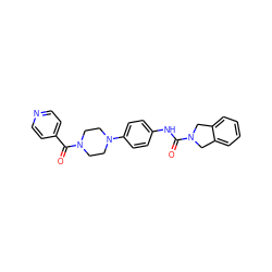 O=C(Nc1ccc(N2CCN(C(=O)c3ccncc3)CC2)cc1)N1Cc2ccccc2C1 ZINC000166636223