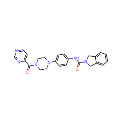 O=C(Nc1ccc(N2CCN(C(=O)c3ccncn3)CC2)cc1)N1Cc2ccccc2C1 ZINC000165564827