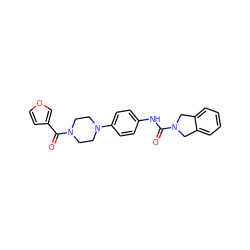 O=C(Nc1ccc(N2CCN(C(=O)c3ccoc3)CC2)cc1)N1Cc2ccccc2C1 ZINC000166427044