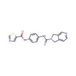 O=C(Nc1ccc(NC(=O)N2Cc3ccncc3C2)cc1)c1cncs1 ZINC000166292501