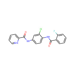 O=C(Nc1ccc(NC(=O)c2ccccc2F)c(Cl)c1)c1ccccn1 ZINC000066078698