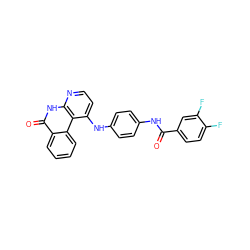 O=C(Nc1ccc(Nc2ccnc3[nH]c(=O)c4ccccc4c23)cc1)c1ccc(F)c(F)c1 ZINC000096269762