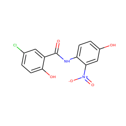 O=C(Nc1ccc(O)cc1[N+](=O)[O-])c1cc(Cl)ccc1O ZINC000035086661