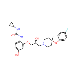 O=C(Nc1ccc(O)cc1OC[C@@H](O)CN1CCC2(CC1)Cc1cc(F)ccc1O2)NC1CC1 ZINC000103235615