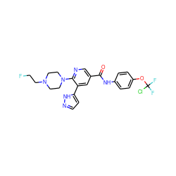 O=C(Nc1ccc(OC(F)(F)Cl)cc1)c1cnc(N2CCN(CCF)CC2)c(-c2ccn[nH]2)c1 ZINC000224416754