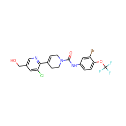 O=C(Nc1ccc(OC(F)(F)F)c(Br)c1)N1CC=C(c2ncc(CO)cc2Cl)CC1 ZINC000141060743