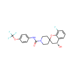 O=C(Nc1ccc(OC(F)(F)F)cc1)N1CCC2(CC1)C[C@@H](O)c1cccc(F)c1O2 ZINC000068246542