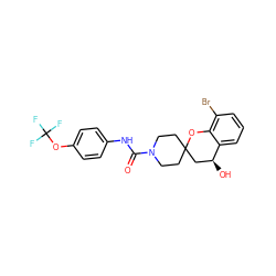 O=C(Nc1ccc(OC(F)(F)F)cc1)N1CCC2(CC1)C[C@H](O)c1cccc(Br)c1O2 ZINC000068246539