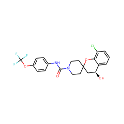 O=C(Nc1ccc(OC(F)(F)F)cc1)N1CCC2(CC1)C[C@H](O)c1cccc(Cl)c1O2 ZINC000068246537