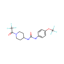 O=C(Nc1ccc(OC(F)(F)F)cc1)NC1CCN(C(=O)C(F)(F)F)CC1 ZINC000064548728