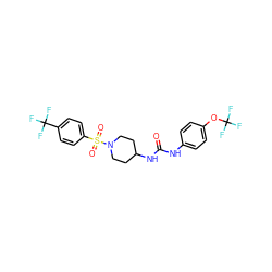 O=C(Nc1ccc(OC(F)(F)F)cc1)NC1CCN(S(=O)(=O)c2ccc(C(F)(F)F)cc2)CC1 ZINC000169684846