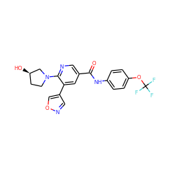 O=C(Nc1ccc(OC(F)(F)F)cc1)c1cnc(N2CC[C@@H](O)C2)c(-c2cnoc2)c1 ZINC000224424360