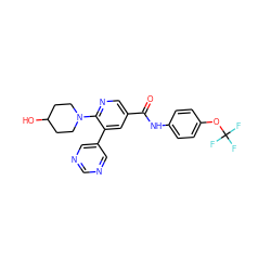 O=C(Nc1ccc(OC(F)(F)F)cc1)c1cnc(N2CCC(O)CC2)c(-c2cncnc2)c1 ZINC001772581697