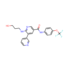 O=C(Nc1ccc(OC(F)(F)F)cc1)c1cnc(NCCCO)c(-c2cccnc2)c1 ZINC001772616511