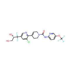 O=C(Nc1ccc(OC(F)(F)F)cn1)N1CC=C(c2ncc(C(F)(F)[C@@H](O)CO)cc2Cl)CC1 ZINC000143000783