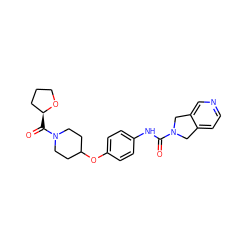 O=C(Nc1ccc(OC2CCN(C(=O)[C@H]3CCCO3)CC2)cc1)N1Cc2ccncc2C1 ZINC000166268732