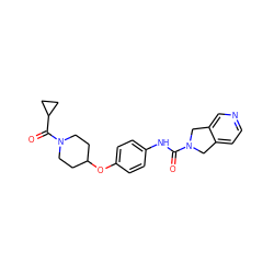 O=C(Nc1ccc(OC2CCN(C(=O)C3CC3)CC2)cc1)N1Cc2ccncc2C1 ZINC000167186041