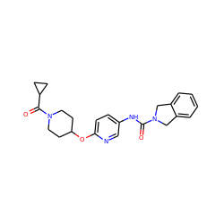 O=C(Nc1ccc(OC2CCN(C(=O)C3CC3)CC2)nc1)N1Cc2ccccc2C1 ZINC000166450372