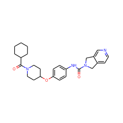 O=C(Nc1ccc(OC2CCN(C(=O)C3CCCCC3)CC2)cc1)N1Cc2ccncc2C1 ZINC000166288105