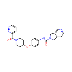 O=C(Nc1ccc(OC2CCN(C(=O)c3cccnn3)CC2)cc1)N1Cc2ccncc2C1 ZINC000166805072