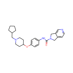 O=C(Nc1ccc(OC2CCN(CC3CCCC3)CC2)cc1)N1Cc2ccncc2C1 ZINC000166440819